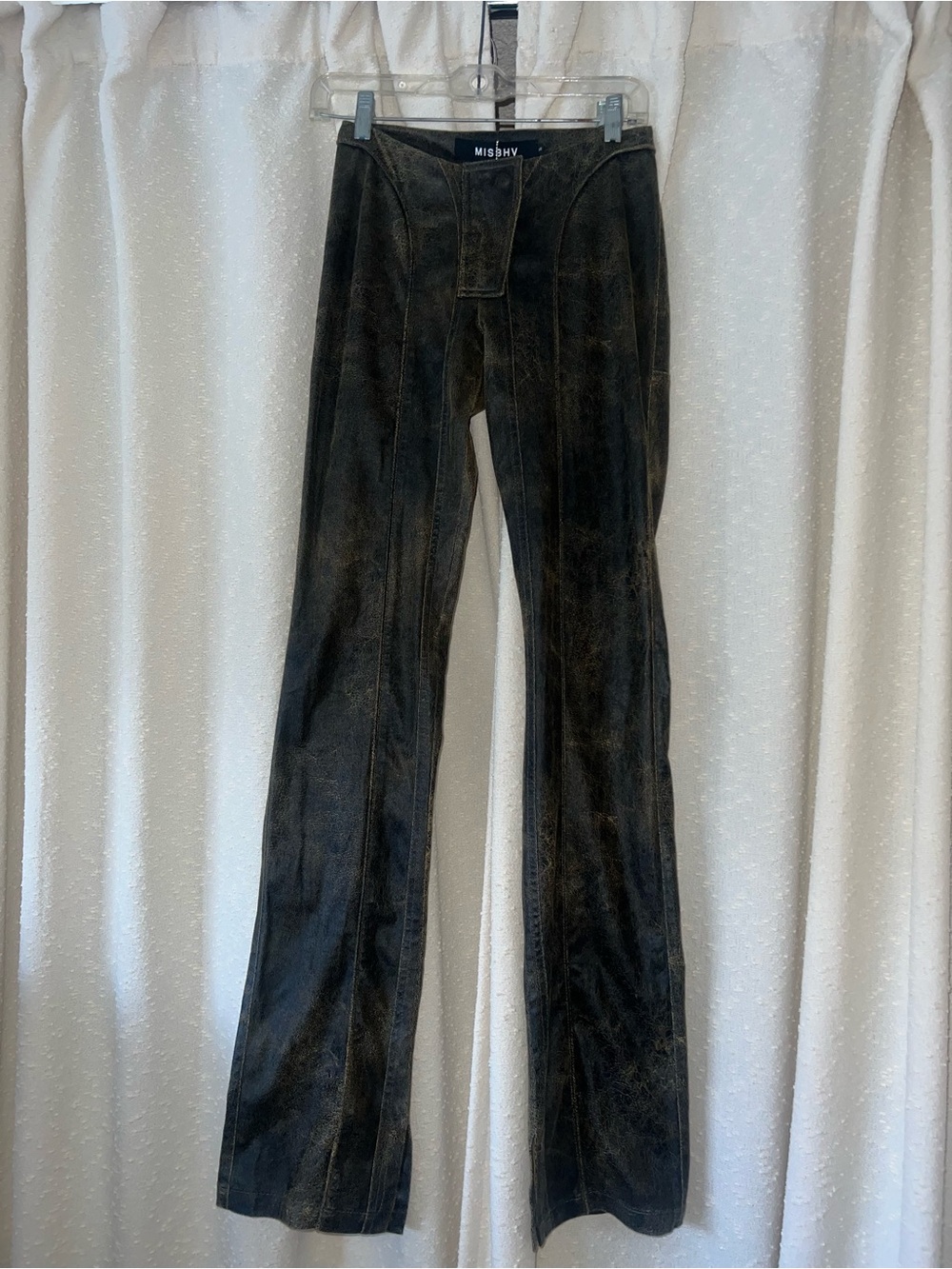 MISBHV Black Vintage-Effect Flare Pants